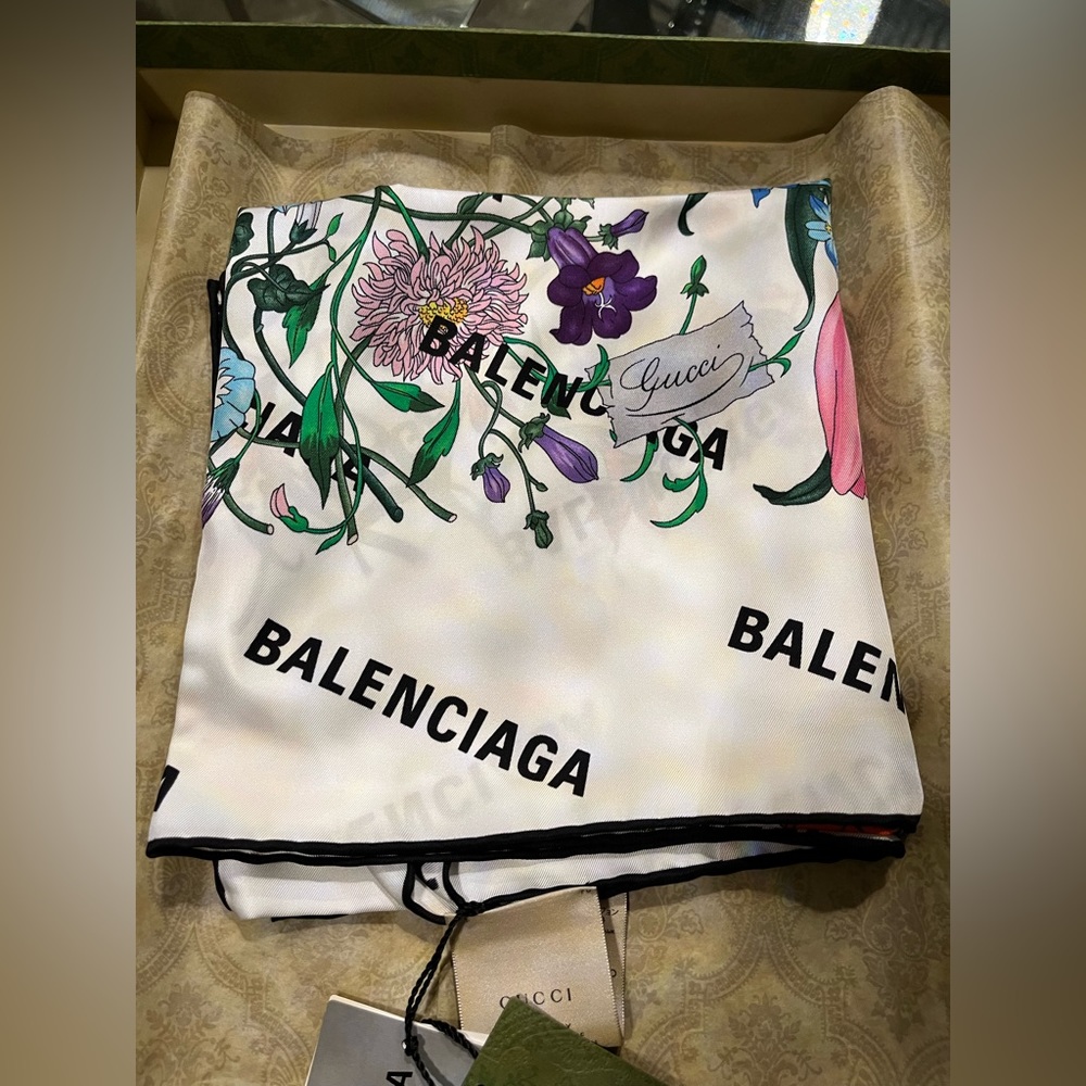Gucci X Balencigia Flora Print Scarf